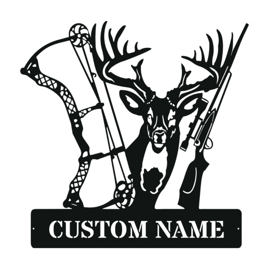 Deer Bow Hunting Custom Name Custom Metal Hunting Sign – Customprintsgift