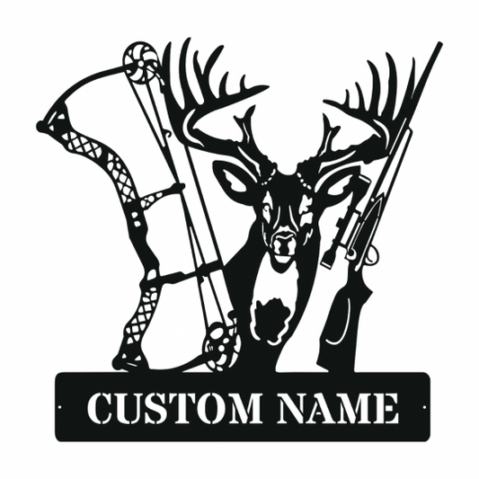 Deer Bow Hunting Custom Name Custom Metal Hunting Sign