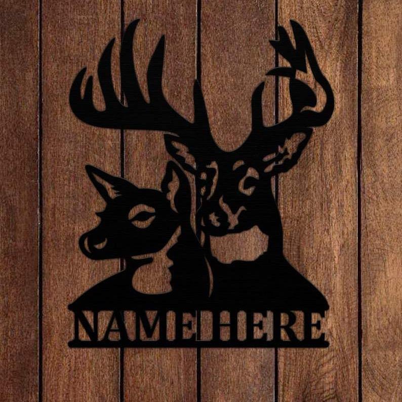 Deer Head Custom Name Custom Metal Hunting Sign-Personalized Hunting Gifts