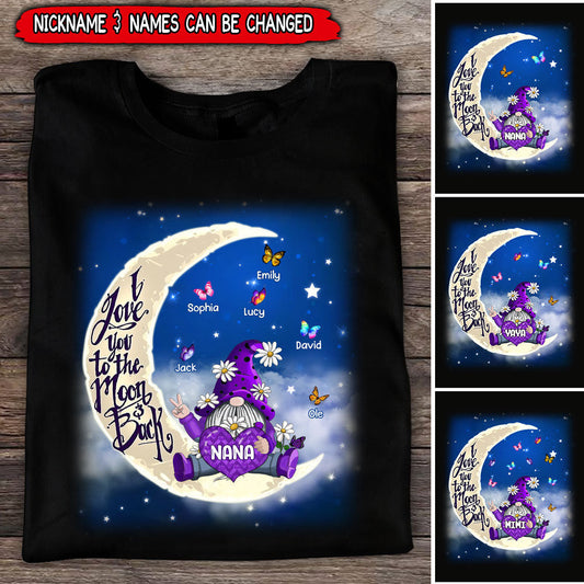 Violet Gnome Grandma- Mom Loves Butterfly Kids To The Moon And Back Personalized T-shirt