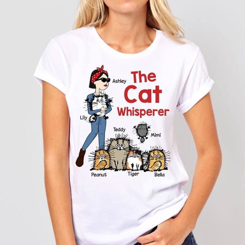 The Cat Whisperer Woman and Funny Cat Personalized Shirt
