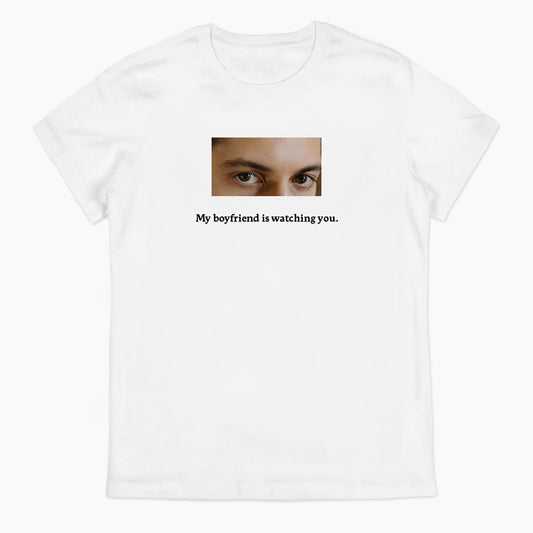 My Girlfriend/Boyfriend is Watching You - Custom Eye Picture Couple T-shirt Gift Oversized Customised Shirt