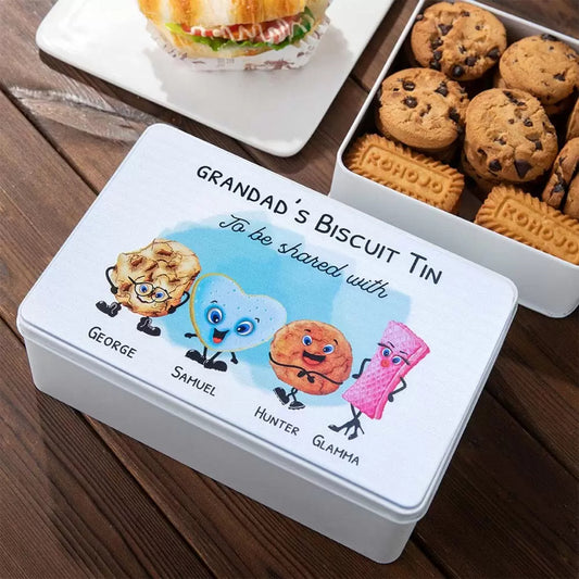 Personalized Name Biscuit Tin, Cookie Image Biscuit Tin, Goodie Tin, Storage Tin, Gift for Grandma/Grandpa/Nanny/Mom/Dad