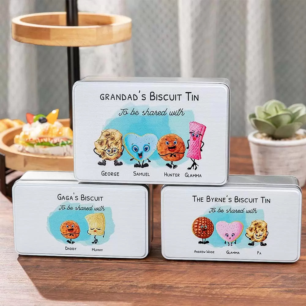 Personalized Name Biscuit Tin, Cookie Image Biscuit Tin, Goodie Tin, Storage Tin, Gift for Grandma/Grandpa/Nanny/Mom/Dad