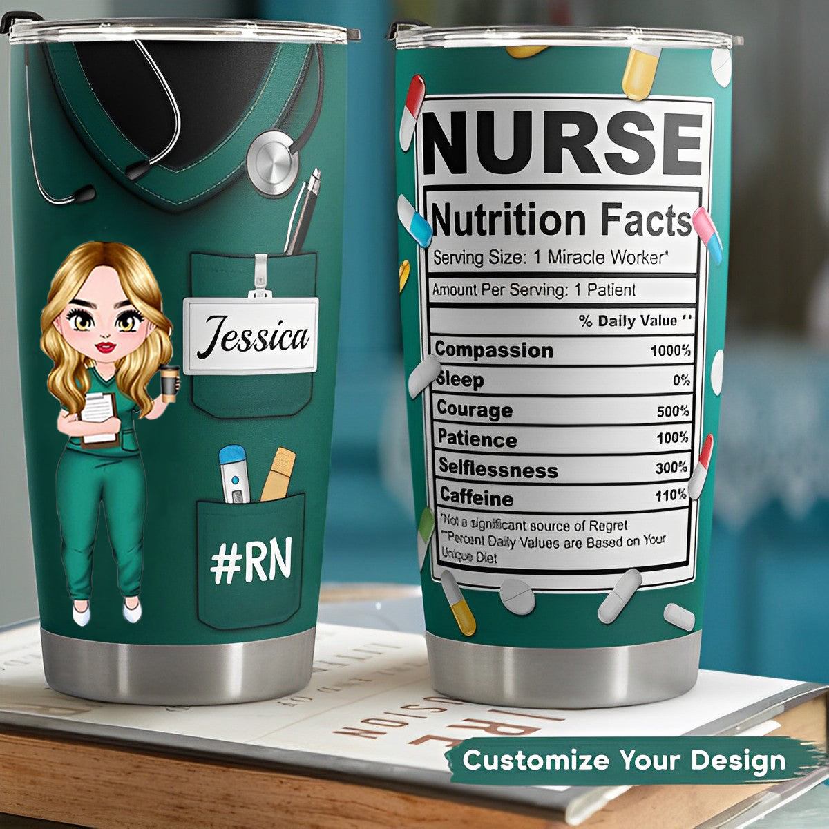 Nurse Nutrition Facts New Version - Personalized Tumbler Cup 20oz