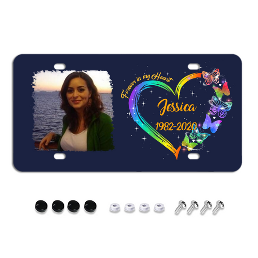 Butterflies Heart Memorial Personalized Photo License Plates