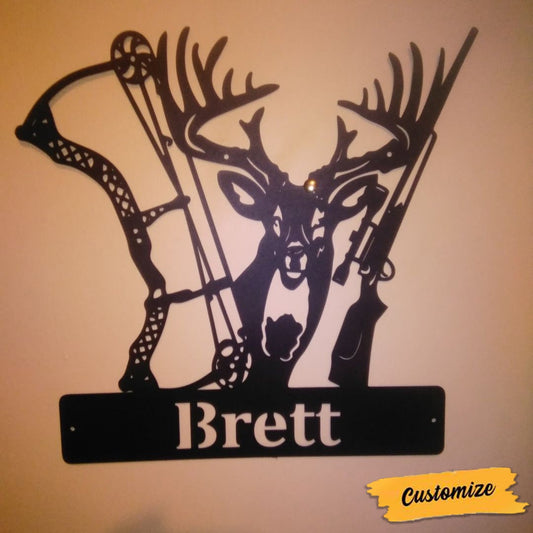 Deer Bow Hunting Custom Name Custom Metal Hunting Sign