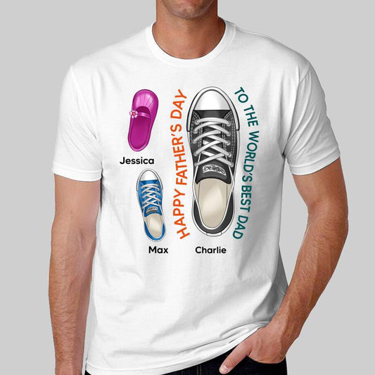 Happy Father's Day World Best Dad Family Shoes Personalized Shirt