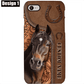 Custom Name, Love Horses With God Leather Texture Personalized Silicone Phone Case