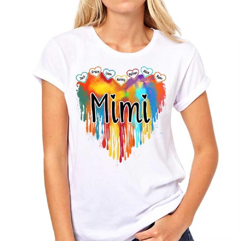 Grandma Melting Colorful Heart Galaxy Patterns Personalized Shirt