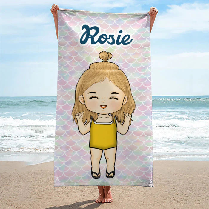 🎁Buy More Save More🎁 Happiness Comes In Waves - Personalized Custom Beach Towel - Gift For Family, Gift For Kids