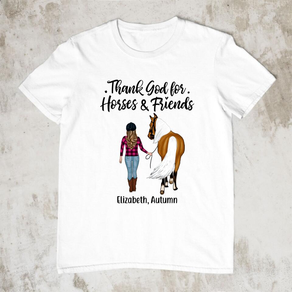 Personalized Shirt, Thank God for Horses & Friends, Gift for Horse Lovers