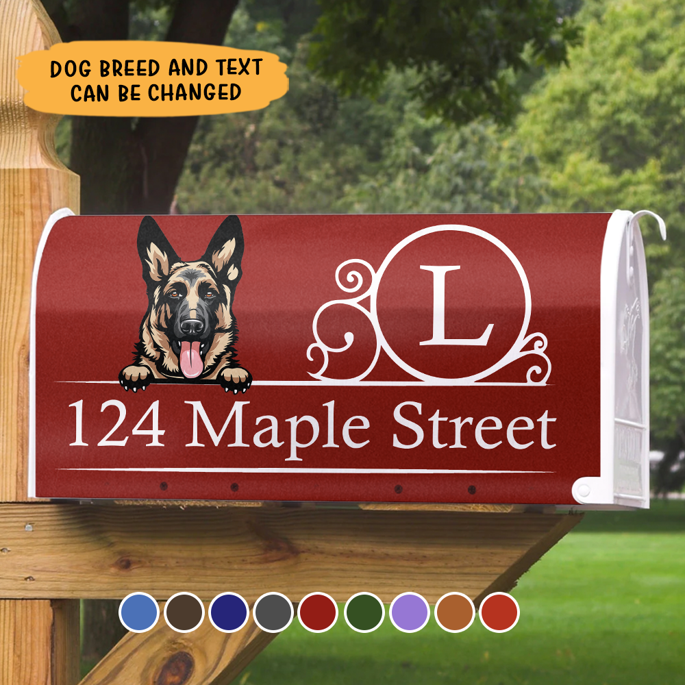 Family Name House Address Magnetic Mailbox Cover, Dog Lover Gift