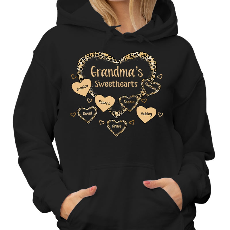 Grandma Mom Leopard Pattern Sweethearts Personalized Shirt
