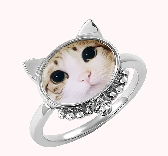 Personalized Cat Face Photo Ring Gift for Cat Lover
