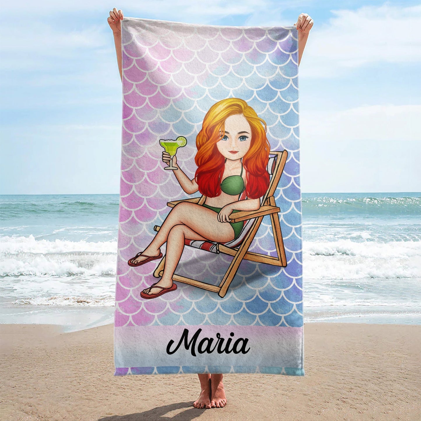 Traveling Beach Poolside Swimming Picnic Vacation Cartoon - Birthday, Funny Gift For Her, Him, Besties, Family - Personalized Custom Beach Towel