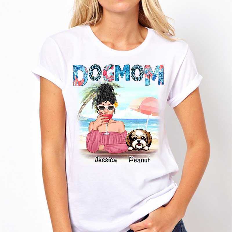 Dog Mom Summer Patterned Personalized Shirt