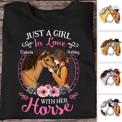 Girl In Love With Her Horse Floral Personalized Shirt