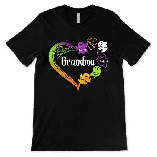 Grandma Boo Crew Heart Halloween Personalized Shirt