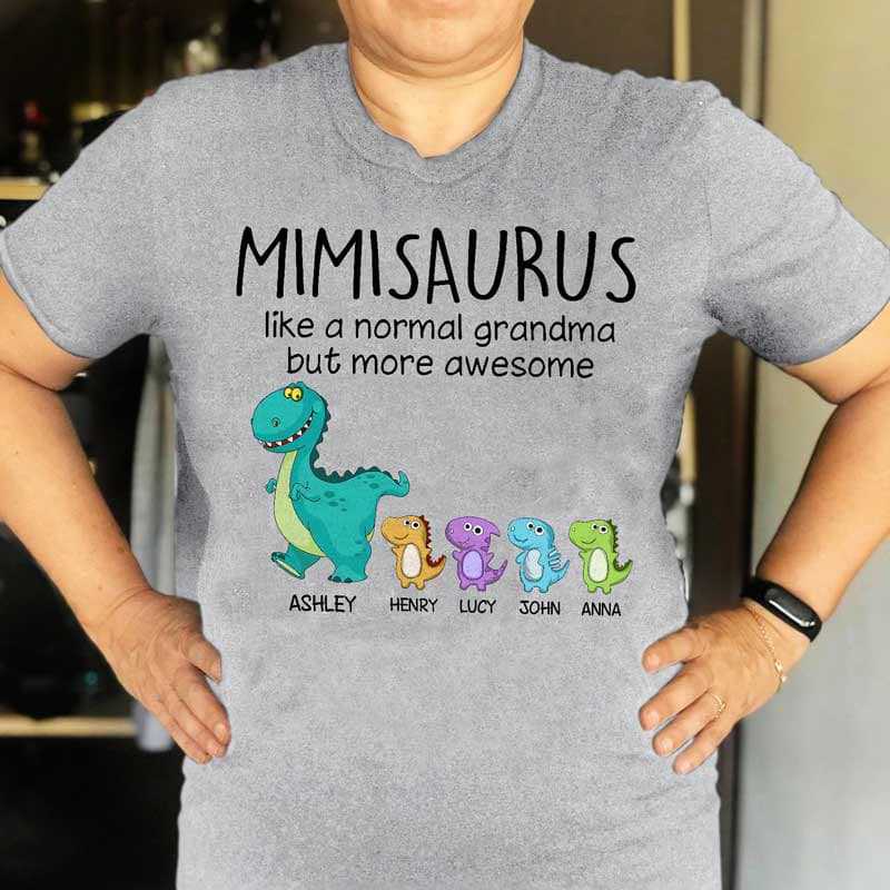 Personalized Animal Dinosaur T-Shirt with 1-10 Dinosaur Kids for Grandma/Mom