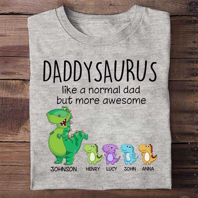 Personalized Animal Dinosaur T-Shirt with 1-10 Dinosaur Kids for Grandpa/Dad