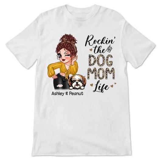 Rockin' The Dog Mom Life Patterns Personalized Shirt