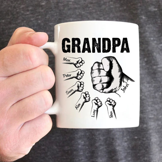 Dads And Kids Fist Bump Hand to Hand Personalized Mug