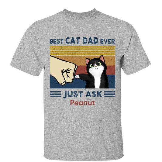 Best Cat Dad Fluffy Cat Personalized Light Color T-Shirt